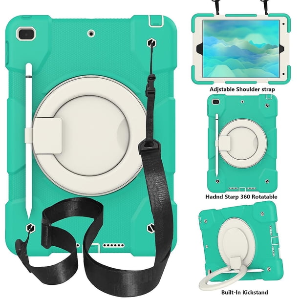 Funda para iPad Air de 10,2 pulgadas (2019/2020) con correa para el hombro, soporte de anilla grande, portalápices, protección contra caídas, duradera.