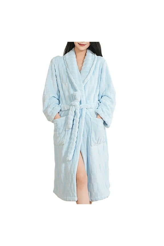 Loungewear Set,Women Bathrobe Pajama Robe Thickened Coral Fleece Plaid Hooded Strap Quick Drying Absorbent Lapel Home Clothes Winter Sleepwear 9XL