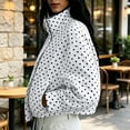 thumbnail image 6 of ZHYou Womens Polka Dot Cropped Puffer Jackets Stand Collar Full Zip Up Loose Long Sleeve Casual Padded Coats with Side Pockets, 6 of 8