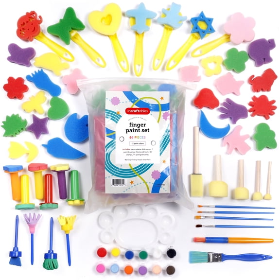 Incraftables Kid Paint Set. Non Toxic Finger Paint for Kids with Apron, Paint, Brushes & Accessories