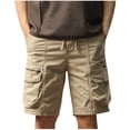 thumbnail image 3 of UVEASISHA Ripstop Cotton Cargo Shorts for Men Summer Outdoor Hiking Shorts Elastic Waist Drawstring Short Pants with Multi Pockets Khaki XL, 3 of 9