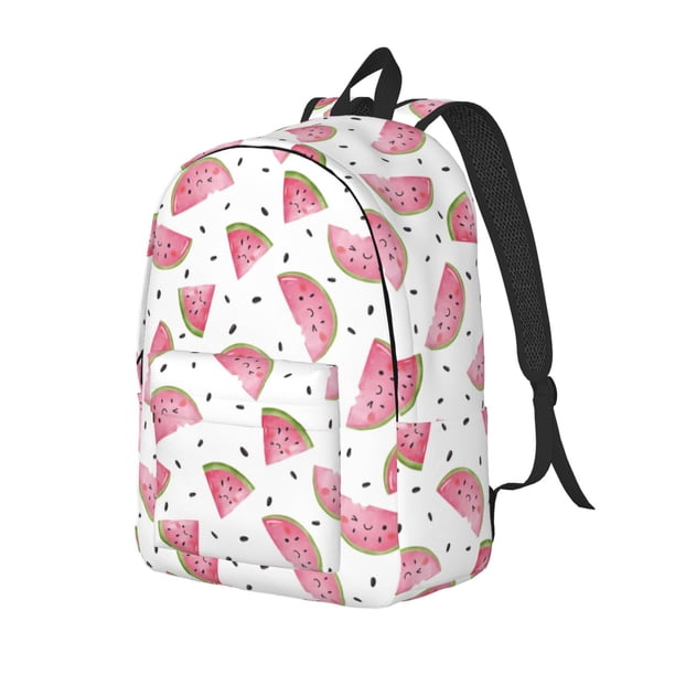 Disketp Watermelon print Canvas Backpack Lightweight Travel Daypack Student Rucksack Laptop Backpack-Small