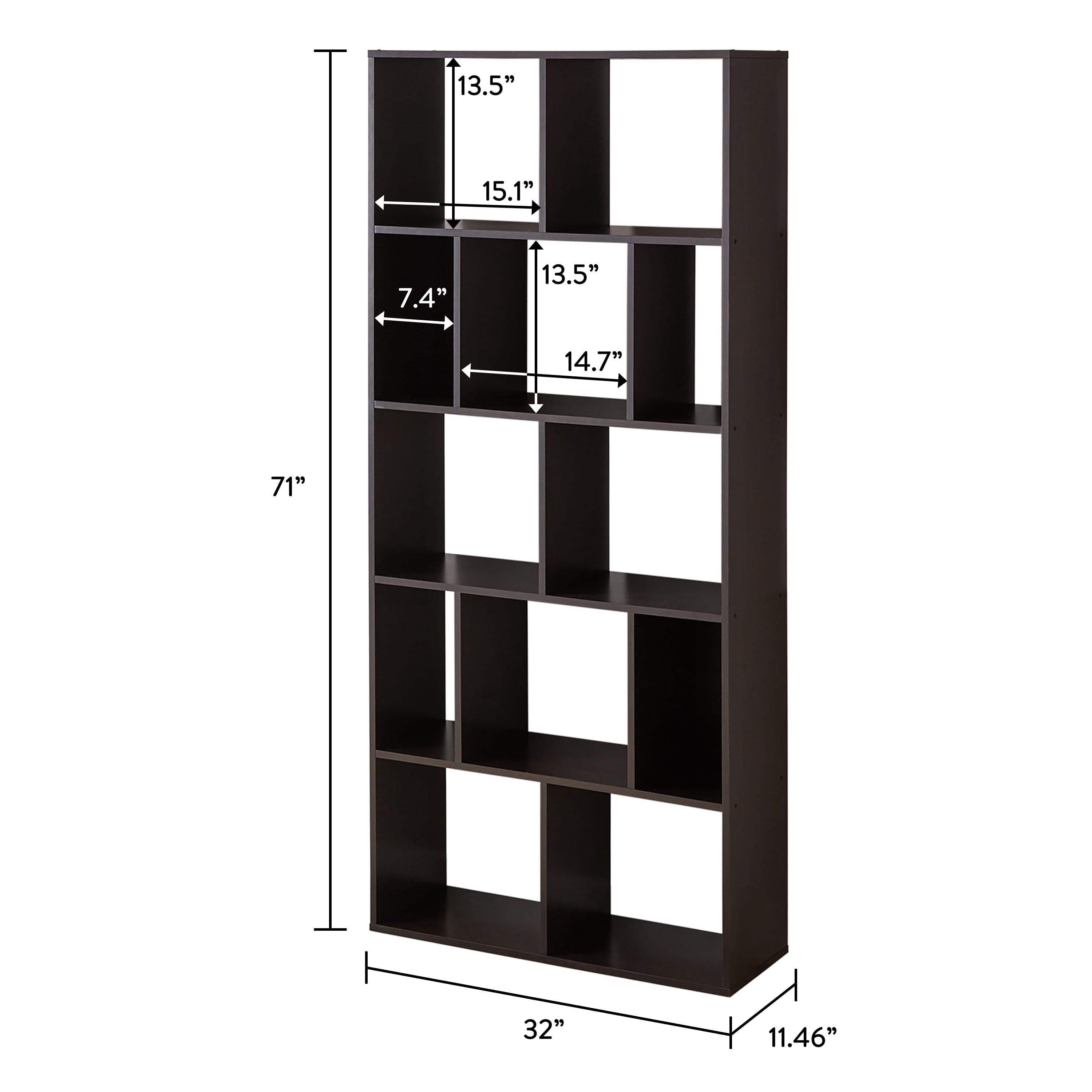 Mainstays 12-Cube Square Shelf Bookcase, Espresso