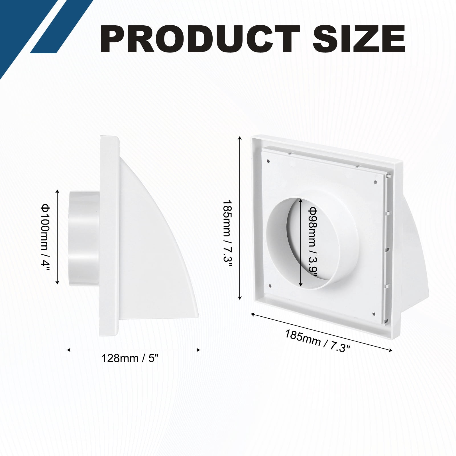 Uxcell Dryer Vent Cover  (4" OD)  - Exterior Wall Air Vent Covers ABS Plastic Weatherproof Protection Hood with Backdraft Damper for Kitchen/Bathroom/Garage/Outdoor, White