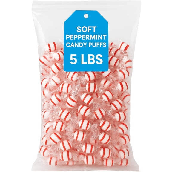 Old-Fashioned Soft Mints Candy – 5 lb Bulk Bag, Classic Chewy Mint Sweets, Refreshing Soft Mints for Parties, Holidays & Candy Jars