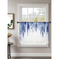 thumbnail image 2 of Sheer Curtains 45 Inch Length, Navy Blue Semi Sheer Curtains Light Filtering Window Treatment, Summer Botanical Leaves Watercolor Privacy Voile Drapes for Living Room Bedroom 52x45 Inch, 2 of 7