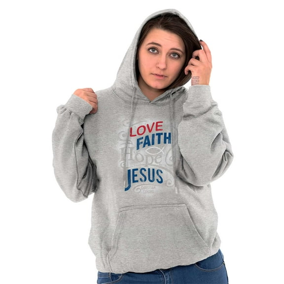 Love Faith Hope Christian Belief Hoodie Sweatshirt Women Brisco Brands S