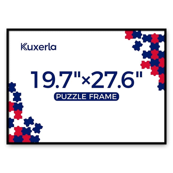 Kuxerla Puzzle Frame 19.7x27.6 inch-50x70CM Metal Picture Frames with Clear Acrylic Cover and Sturdy Back Panel Horizontal or Vertical Display Black