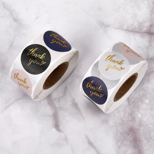 2 rollos de pegatinas de sellado, pegatinas adhesivas con imágenes de colores, 25 mm, 500 unidades por rollo