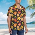 thumbnail image 3 of Sikiie Colorful Maple Leaves Print Men's Hawaiian Shirt, Summer Beach Button Pocket Short Sleeve T-Shirt,XX-Large, 3 of 7