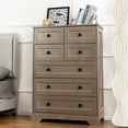 thumbnail image 2 of spanspace 7 Drawers Dresser for Bedroom, Farmhouse Vertical Chest of Drawer with Metal pull Handle, Wood Storage Cabine for Living Room, Hallway and Bedroom (Gray), 2 of 10