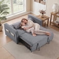 thumbnail image 5 of Bonzy Home 3 in 1 Convertible Sleeper Sofa Bed, 2-Seater Futon Couch with Storage Pockets, Adjustable Backrest & Pillows for Small Space, Living Room, Gray, 5 of 8