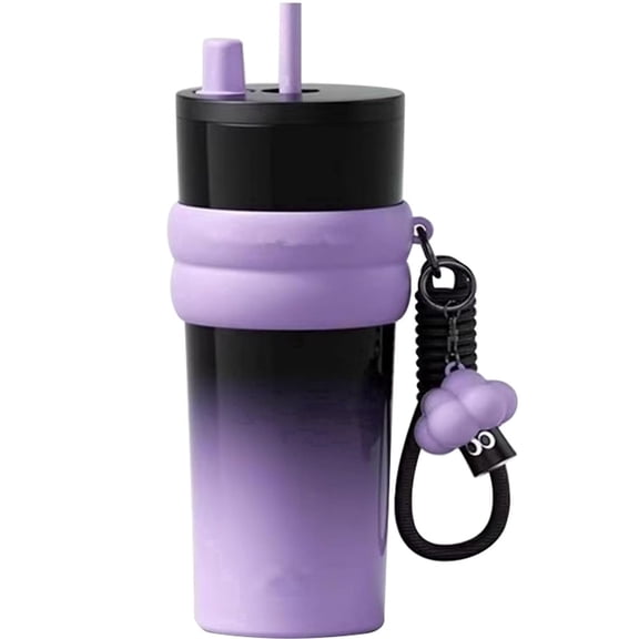 Farcauo 24 OZ Black & Purple Insulated Vacuum Tumbler With Lid Stainless Steel Water Bottle Spill Proof Cup for Hot and Cold Drink and Straw Leak Proof Travel Mug Christmas Gifts For Women Mother