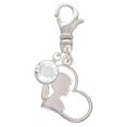 thumbnail image 2 of Delight Jewelry Silvertone Girl Silhouette in Heart - Silvertone Clip on Charm with Clear Crystal Drop, 2 of 4