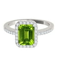 thumbnail image 2 of Mauli Jewels Rings for Women 3.15 Carat Diamond and Emerald Shaped Peridot Ring 4-prong 10K White Gold, 2 of 6
