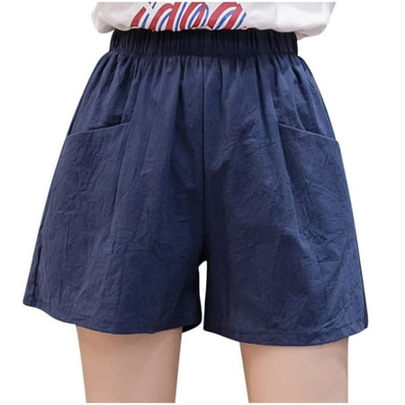 LEEYNEER Womens 5 Casual Jersey Cotton Shorts Lounge Yoga Pajama Walking Shorts with Pockets Activewear Hot Pants Casual Shorts Yellow L