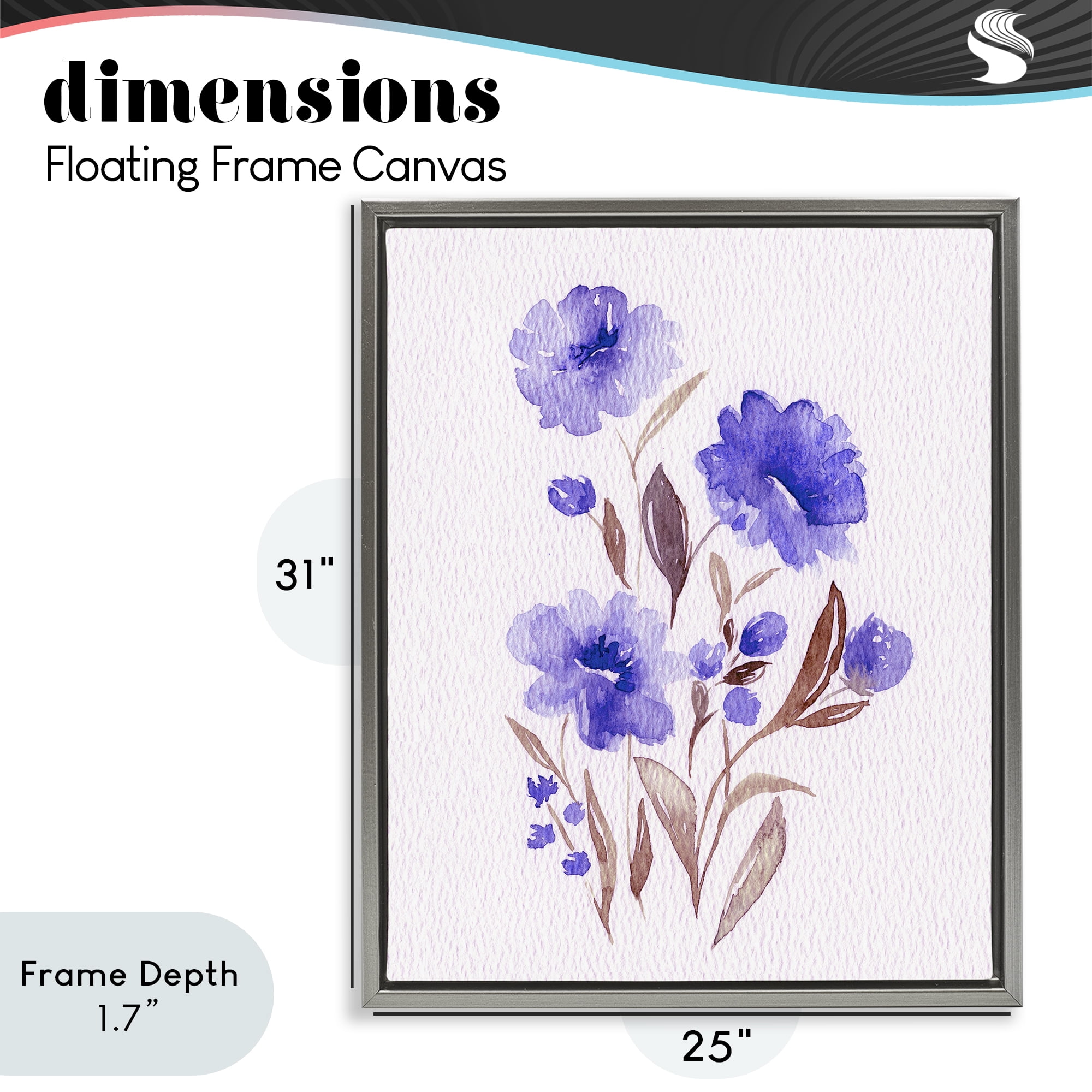 Stupell Industries Watercolor Purple Blossoms Gray Framed Floater Canvas Wall Art, design by Leah Noel Art