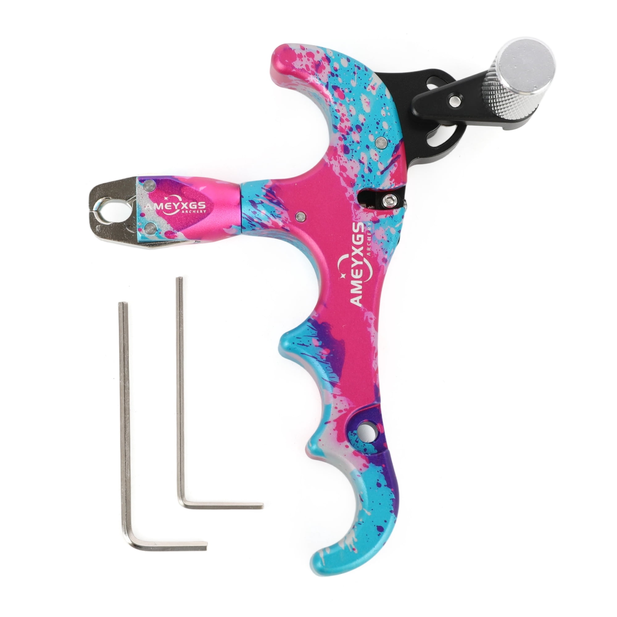 4-Finger Aluminum Archery Release Aid 360° Rotatable Jaw Adjustable Sensitivity Multi-Colors