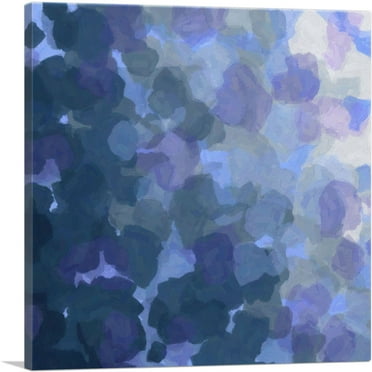 ARTCANVAS Blue Purple Navy Spots Modern Square Canvas Art Print - Size: 18" x 18" (0.75" Deep)
