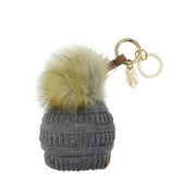 NYFASHION101® Pom Pom Beanie Key Chain Key Ring Handbag Tote Accessory - LT Melange