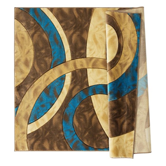 MDA Rug Imports Orelsi Collection Abstract Area Rug Beige/Blue 2'1" x 3'3" Geometric,Abstract Stain Resistant 2' x 3' Indoor,Accent Living