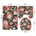 thumbnail image 3 of Pioneer Flower Floral Print Pattern Bathroom Rugs Sets 3 Piece,Toilet Cover Set,Absorbent Non Slip Bathroom Mats Sets with U-Shaped Contour Rug Toilet Rug Set, 3 of 5