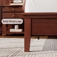 thumbnail image 4 of Lifezone Queen Solid Wood Platform Bed Frame, White Diamond Tufted Upholstered Headboard with LED Light, Noise-Free, Reddish Brown, 4 of 7