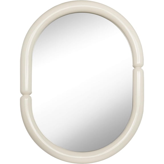 Oval Wood Framed Wall Mirror Creative Bathroom Wall Mounted Mirror Decor Bagel Shaped Mirror for Bathroon Bedroom