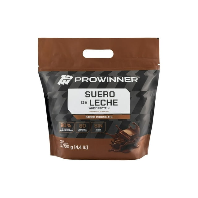 Proteína de Suero de Leche Concentrado, Sabor Chocolate, Suplemento Alimenticio, Proteína en Polvo, 18.1g de Proteína, Sin Azúcar, Sin Gluten, Bote de 2kg - Prowinner Prowinner PW-783