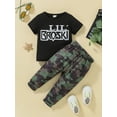 thumbnail image 4 of Franhais Children Boys Pants Suit Letter Print Short Sleeve Crew Neck Tops Elasticated Waist Camouflage Trousers, 4 of 9