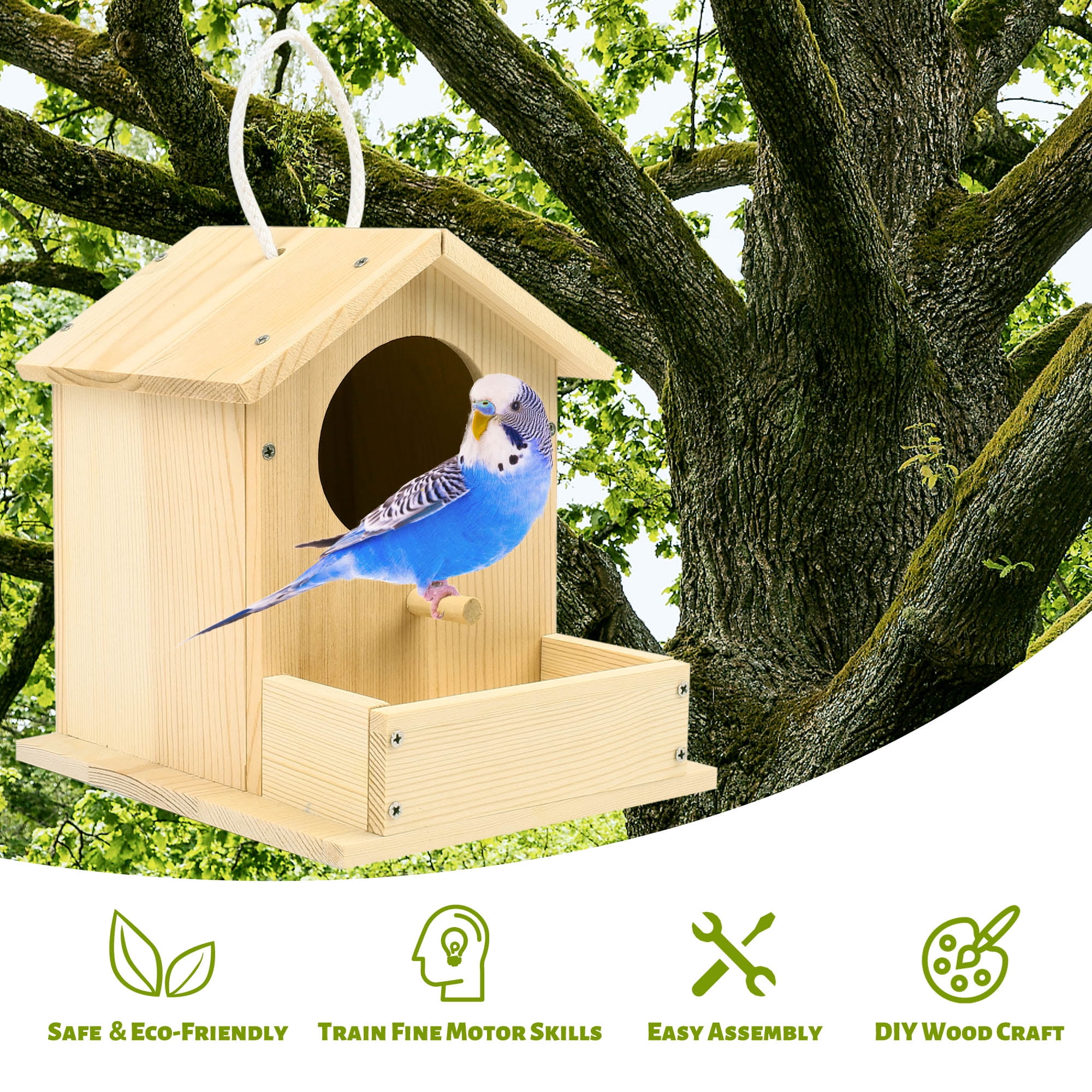 LotFancy Bird House Kit, 2 Pack, DIY Wooden Birdhouse Kits for Kids and Adults to Build and Paint