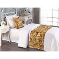 thumbnail image 2 of Autumn Bed Runner Set, Fall Themed Leafy Artwork with Blooming Roses Cottagecore Inspirations Print, Decorative Bedding Scarf & a Pillow Sham for Hotels Homes, Twin, Dark Coral Mustard, by Ambesonne, 2 of 3