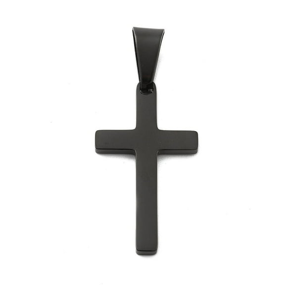 6pcs Ion Plating(IP) 304 Stainless Steel Pendants Cross Black 28x15.5x1.9mm Hole: 8x5mm