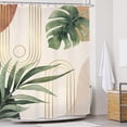 thumbnail image 3 of Abstract Extra Long Shower Curtain 72Wx84L Inches Tropical Leaf Mid Century Modern Geometric Contemporary Boho Bathroom Plant Botanical Bath Accessories Art Home Decor Fabric 12 Pack Hooks, 3 of 6