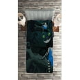 thumbnail image 2 of Ambesonne Colorful Quilted Coverlet 2 Pcs, Cheshire Cat in Forest, Twin Size, Multicolor, 2 of 2