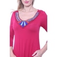 thumbnail image 3 of White Mark Women's 3/4 Sleeve Sol Soft Embellished Tunic, 3 of 4