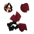 thumbnail image 3 of Unique Bargains 1 Pc Grace Square Pearl Bow Scrunchie Hair Elastic Band Red, 3 of 5