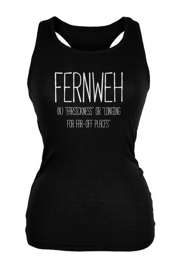 Fernweh Farsickness Definition Black Juniors Soft Tank Top - Large