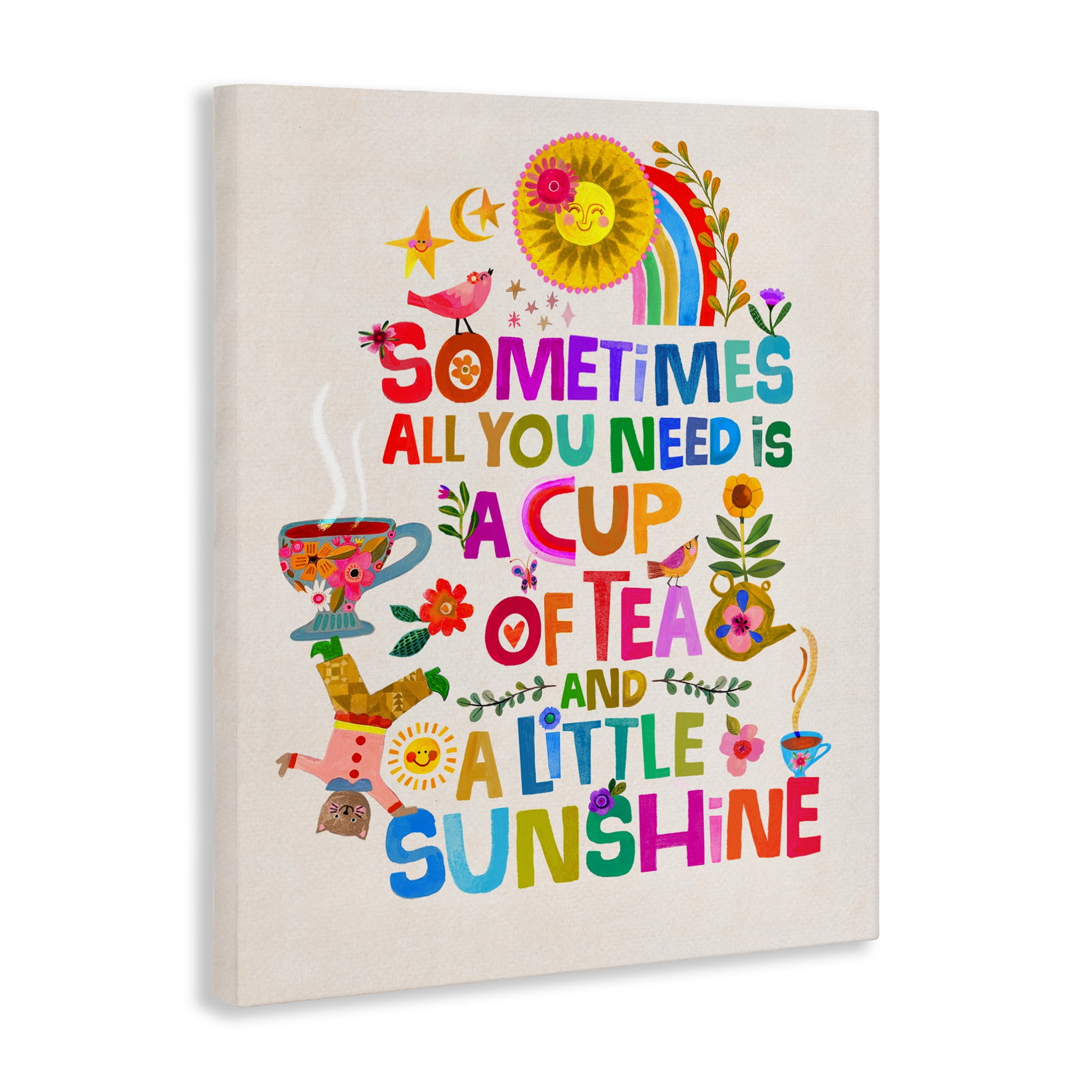 Stupell Industries Cup Of Tea & Sunshine Canvas Wall Art, design by Katherine Herrell Studio