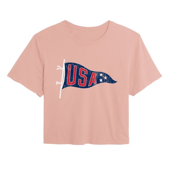 Instant Message - USA Pennant Cropped Graphic T-Shirt