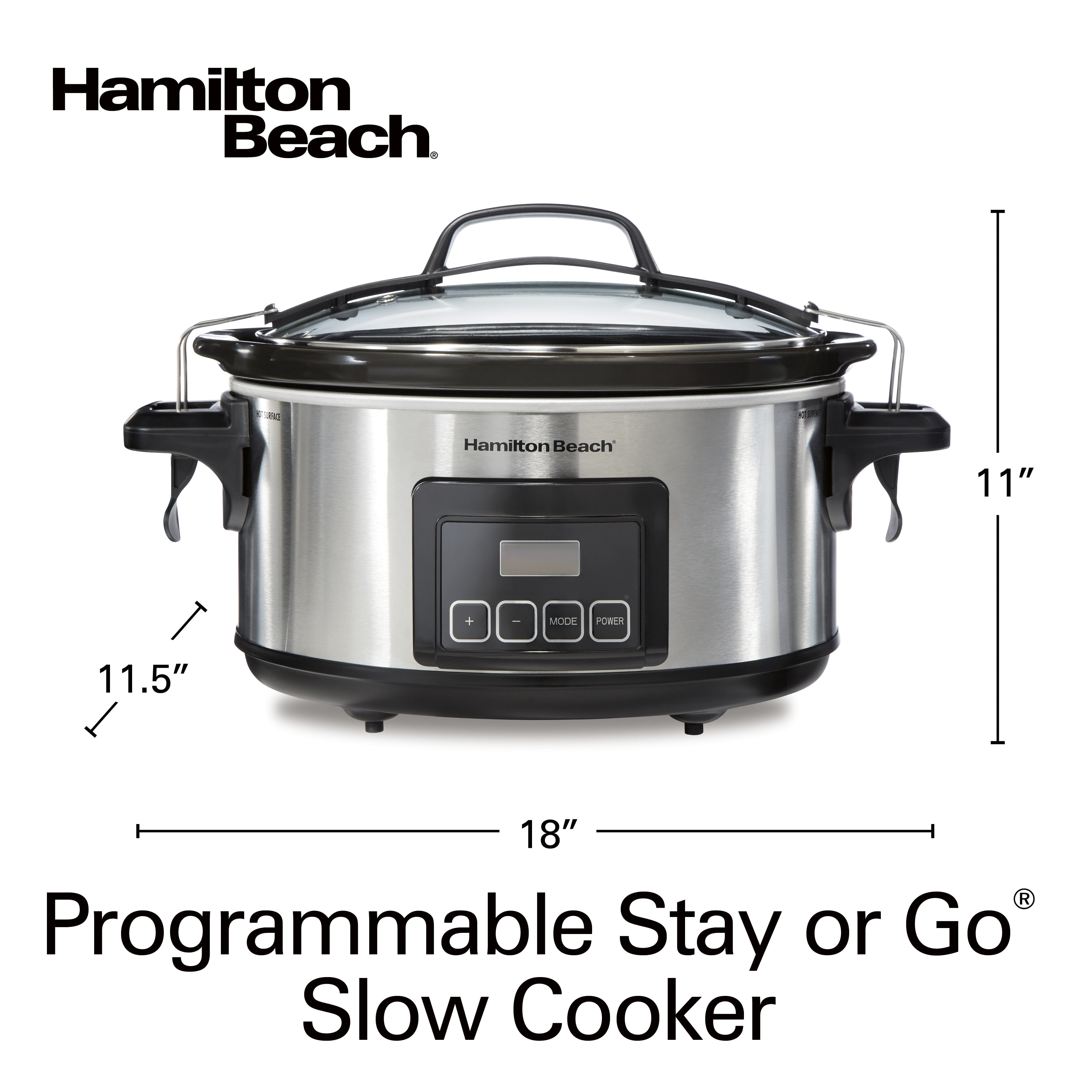 Hamilton Beach Stay or Go Programmable Slow Cooker, 6 Quart, Stainless  Steel, 33561