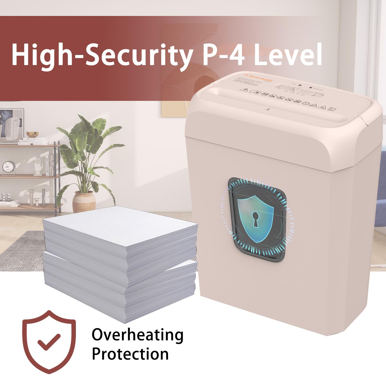 P-4 Security 6-Sheet Cross Cut Shredder, Compact for Home Office, Shreds Paper Cr Cards Staples Clips, 3-Minute Nonstop Operation, 3.4 Gallon Transparent Wastebin, Pink