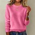 thumbnail image 5 of Yigetop Thin Sweaters for Women Lightweight Knitted Sweaters Long Sleeve Casual Soft Basic Tops Blouse for Daily Wear Hot Pink L, 5 of 5