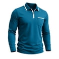 thumbnail image 4 of Men's Polo Shirts Zip Long Sleeve Classic T-Shirts Casual Golf Shirts Stylish Collared Tee, 3XL, 4 of 7