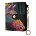 thumbnail image 2 of Small Wallet For Women Bifold Leather Pocket Coin Credit Card Holder With RFID Blocking Horse with Headdress, 2 of 6