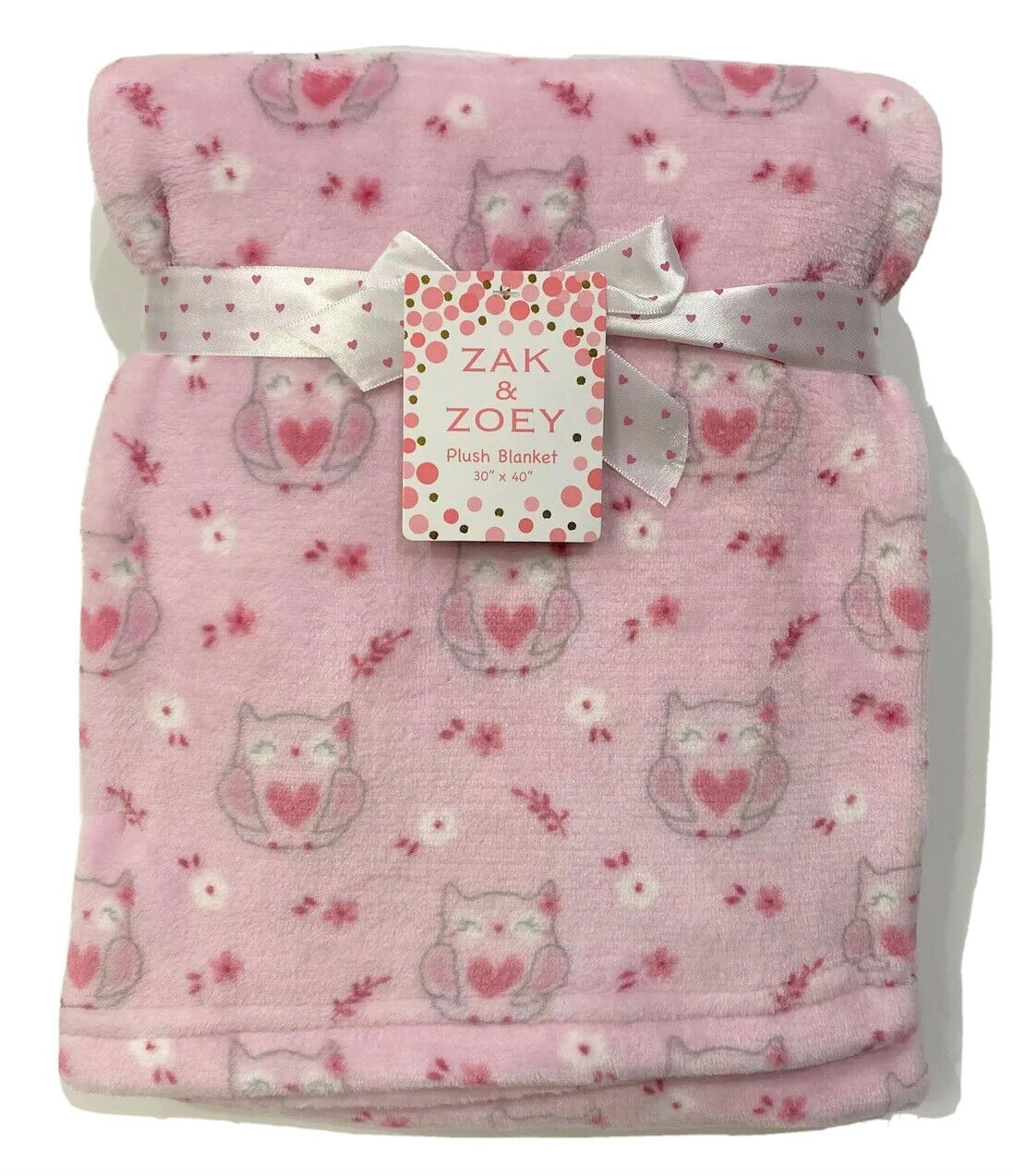 BLANKET PLUSH ZAK & ZOEY GIRLS OWLS PINK BABY TODDLER CRIB