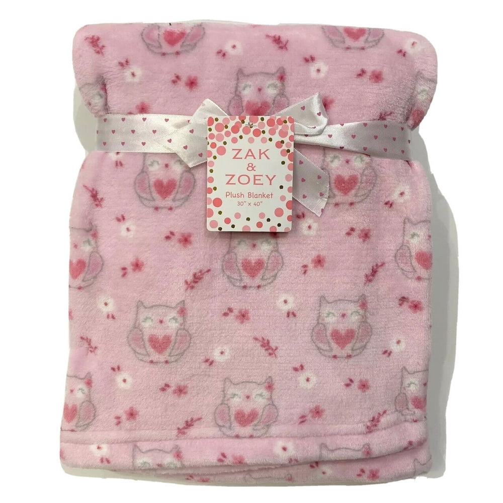 BLANKET PLUSH ZAK & ZOEY GIRLS OWLS PINK BABY TODDLER CRIB