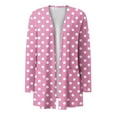 thumbnail image 5 of Htigea Women’s Lightweight Cardigans with Pockets Open Front Long Sleeve Shawl Collar Cardigan Fashion Polka Dot Print Thin Coat Pink 2XL, 5 of 5