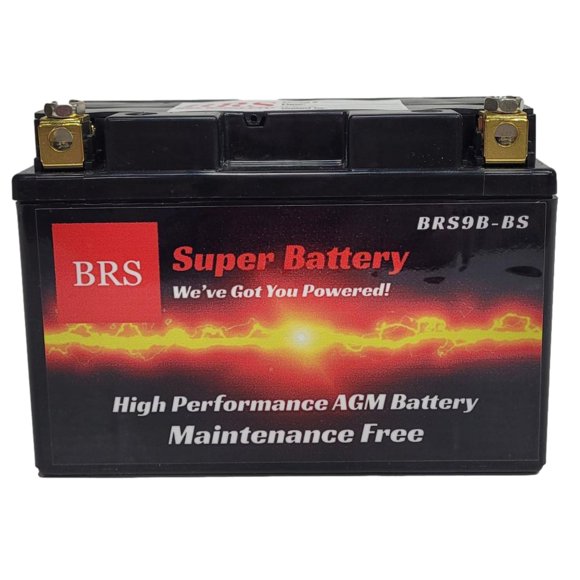Supercharged 9B-BS 12v 9ah - OEM Replacement: YTX9B-BS, ES9B-BS High Performance AGM PowerSports Battery For ATV's, Snowmobiles, Motorcycles, UTV's, Jet Skis, Dirt Bikes, etc.