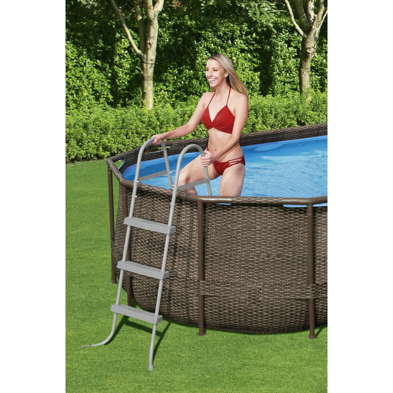 Ground x x Cover with Steel Pool Swim Oval Swimming Power Pump, Bestway Ladder and Series Vista 14\' 39.5\